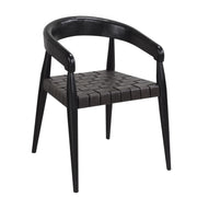 Chaise Alessio en bois massif noir | Assise en cuir tressé