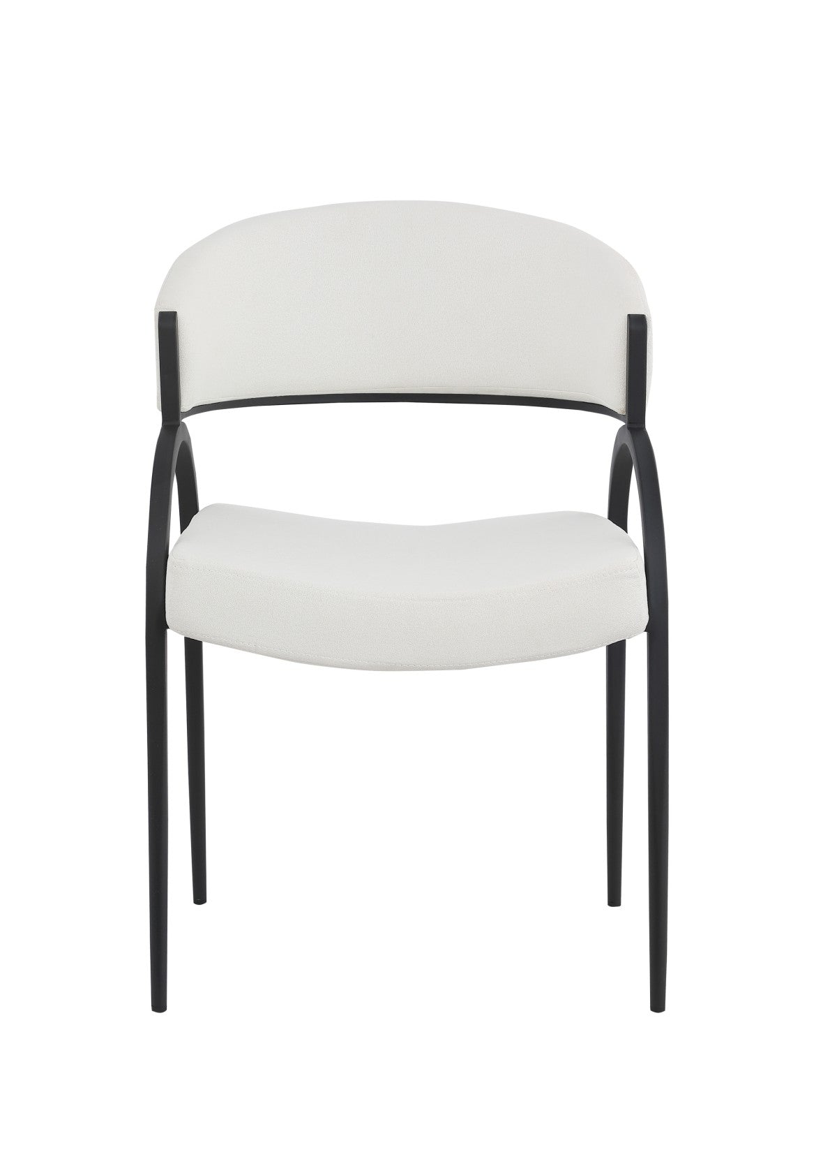Chaises Alessia en tissu crème | Cadre incurvé en fer noir (Duo)