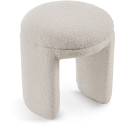 Pouf/tabouret en tissu peluche imitation peau de mouton Bowen