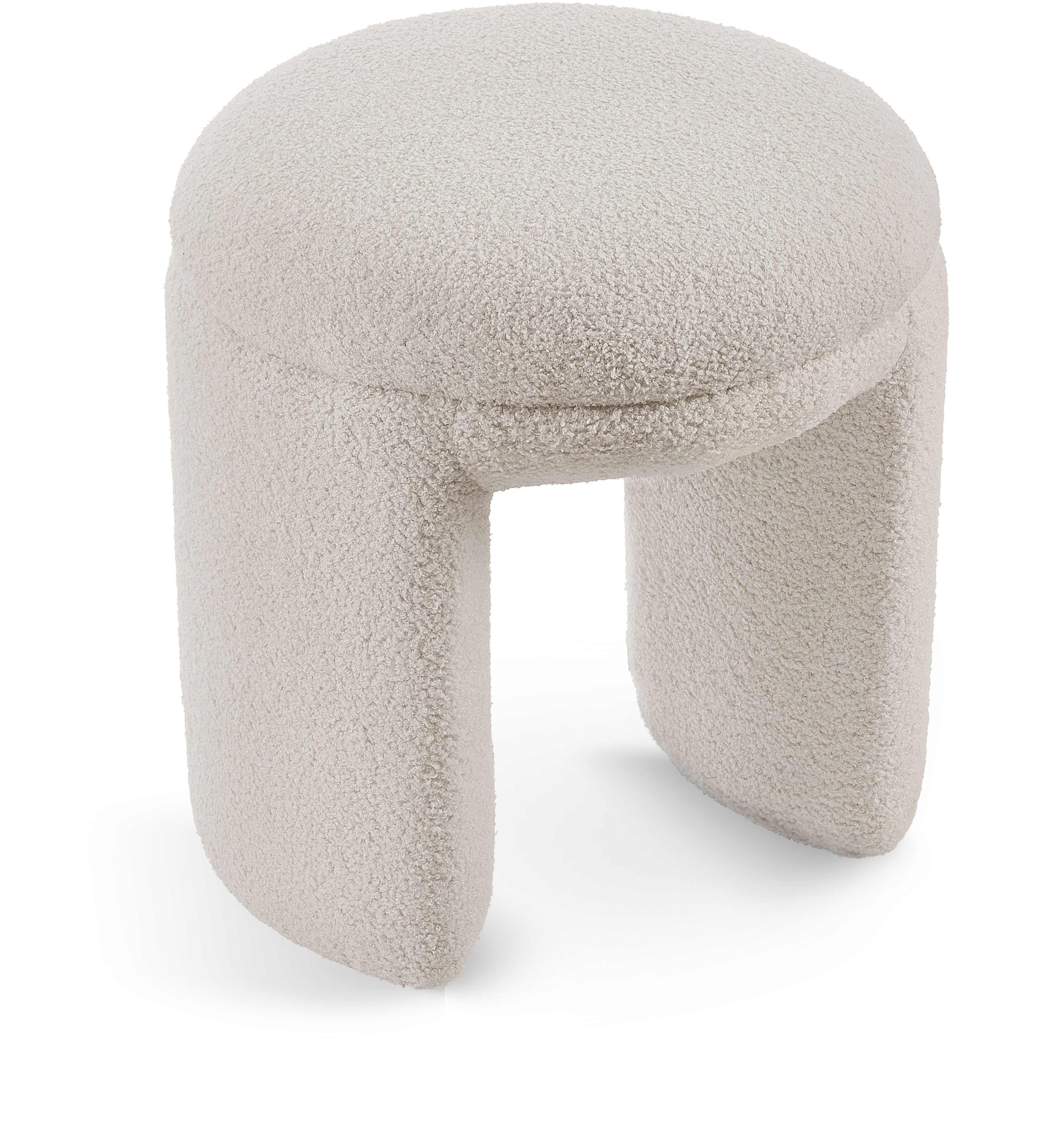 Pouf/tabouret en tissu peluche imitation peau de mouton Bowen