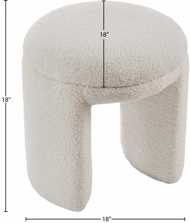 Pouf/tabouret en tissu peluche imitation peau de mouton Bowen