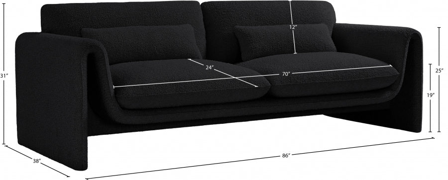 Canapé en tissu bouclé stylet
