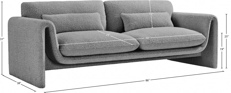 Canapé en tissu bouclé stylet