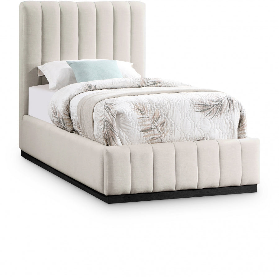 Lit simple en tissu texturé en lin Lucia