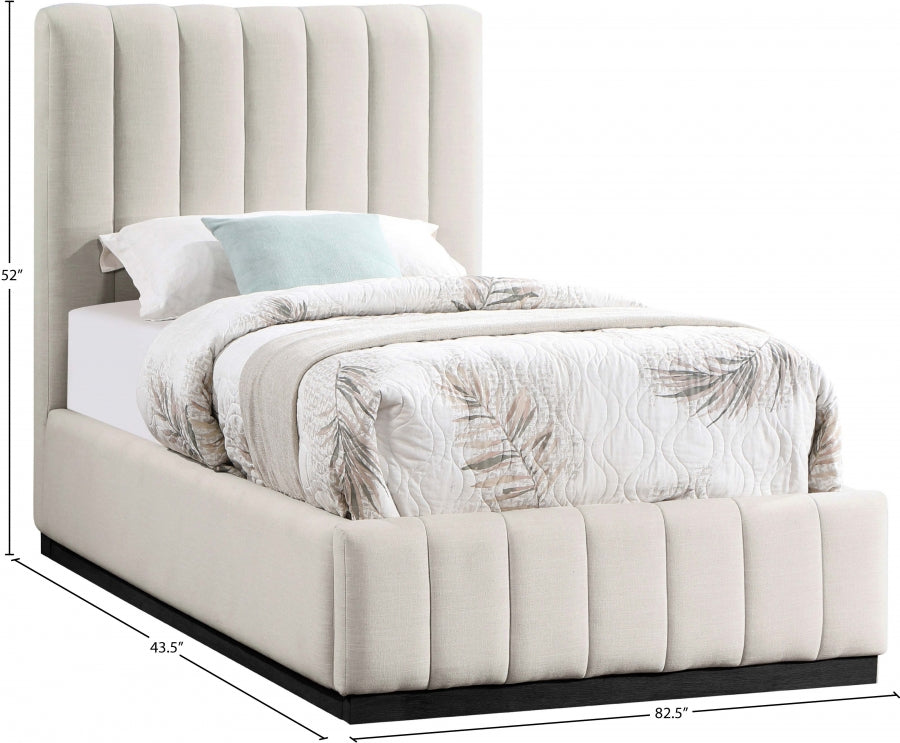 Lit simple en tissu texturé en lin Lucia