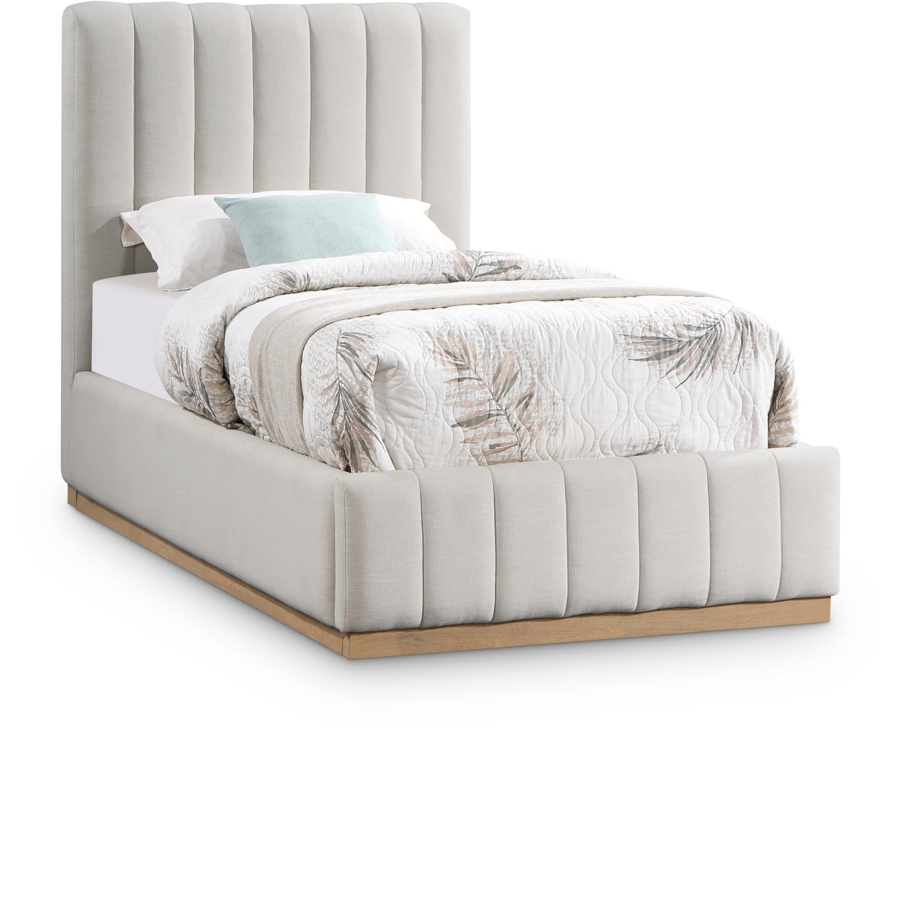 Lit simple en tissu texturé en lin Lucia