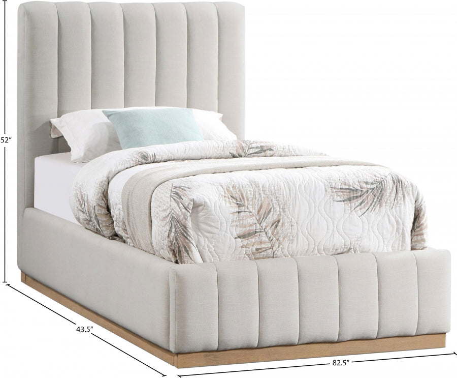 Lit simple en tissu texturé en lin Lucia
