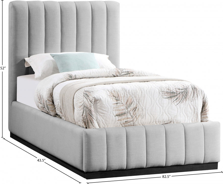 Lit simple en tissu texturé en lin Lucia