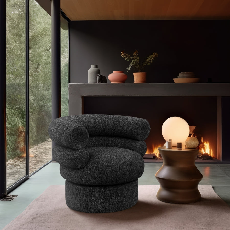 Fauteuil d'appoint pivotant en tissu texturé en lin Valentina