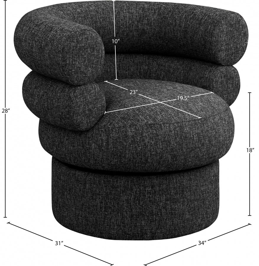 Fauteuil d'appoint pivotant en tissu texturé en lin Valentina