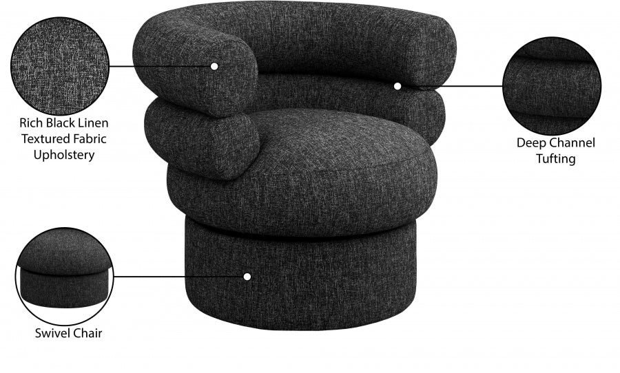 Fauteuil d'appoint pivotant en tissu texturé en lin Valentina