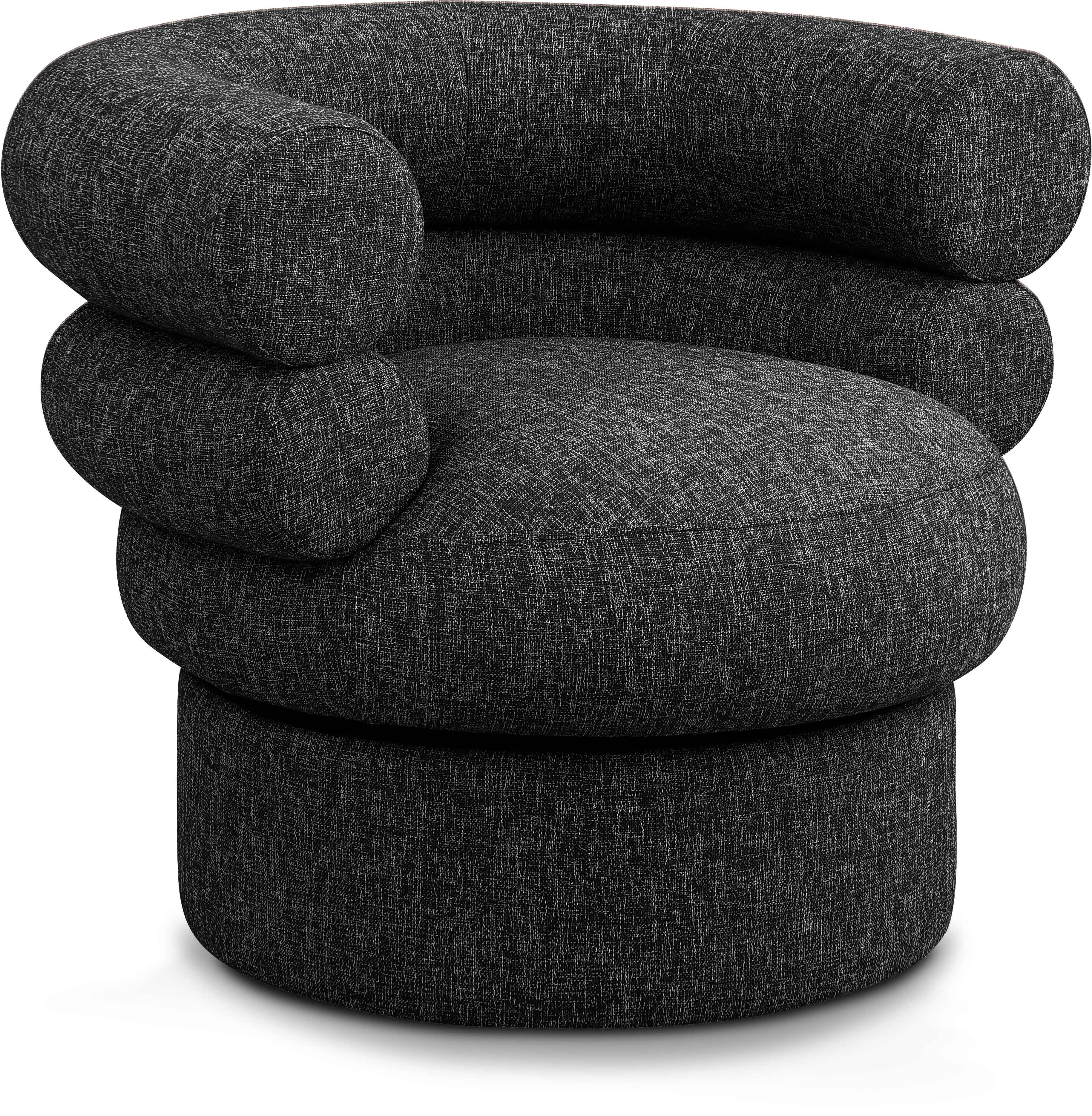 Fauteuil d'appoint pivotant en tissu texturé en lin Valentina