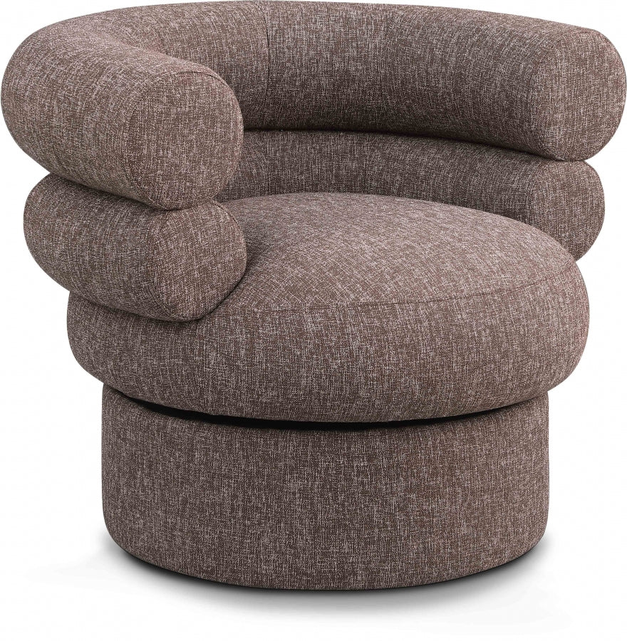 Fauteuil d'appoint pivotant en tissu texturé en lin Valentina