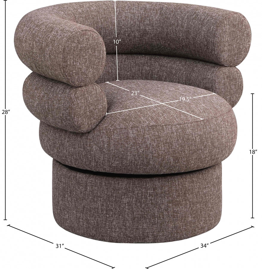 Fauteuil d'appoint pivotant en tissu texturé en lin Valentina