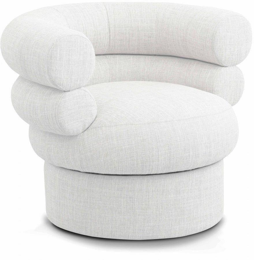 Fauteuil d'appoint pivotant en tissu texturé en lin Valentina