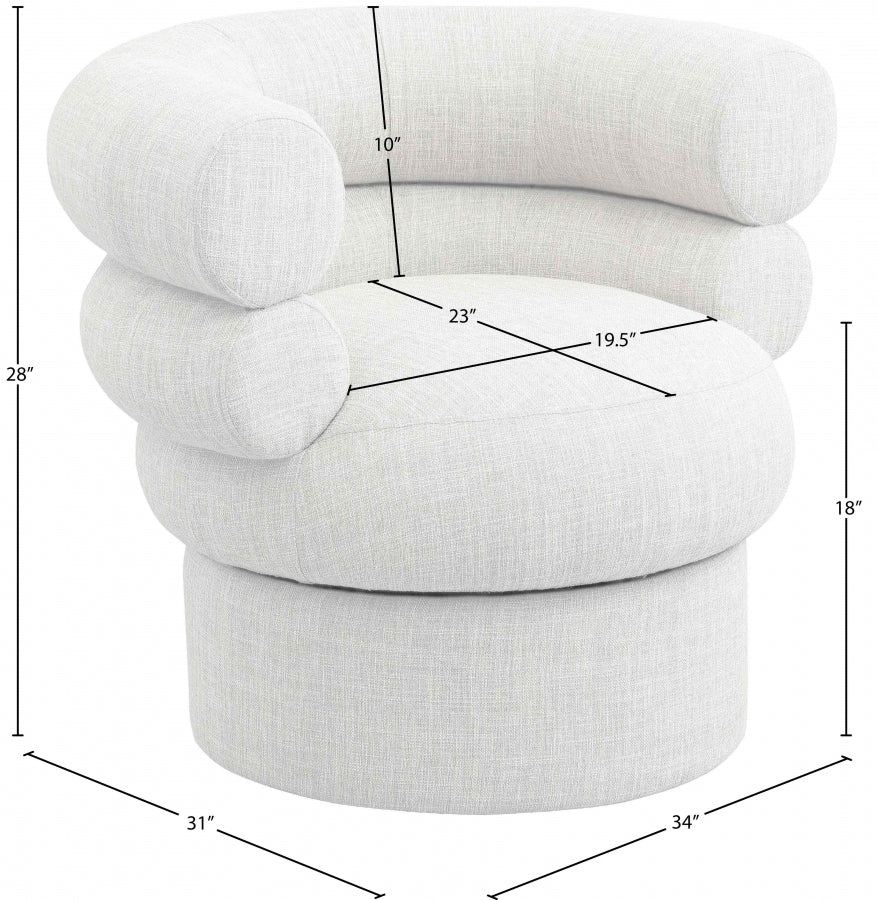 Fauteuil d'appoint pivotant en tissu texturé en lin Valentina