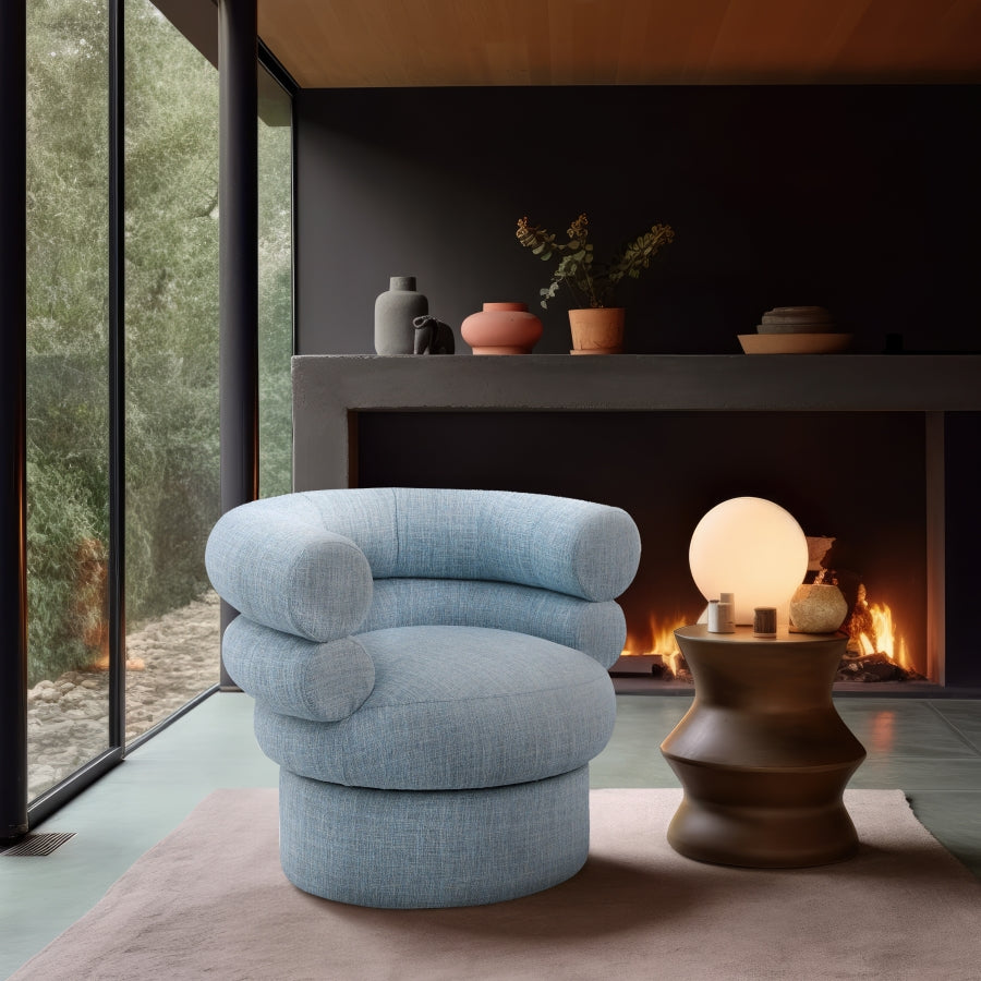 Fauteuil d'appoint pivotant en tissu texturé en lin Valentina