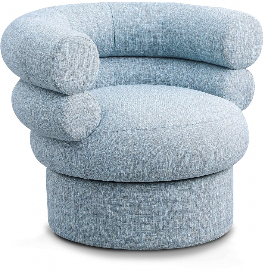 Fauteuil d'appoint pivotant en tissu texturé en lin Valentina