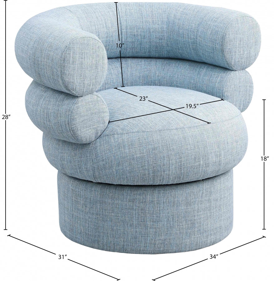 Fauteuil d'appoint pivotant en tissu texturé en lin Valentina
