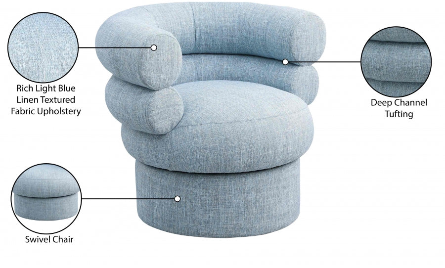 Fauteuil d'appoint pivotant en tissu texturé en lin Valentina