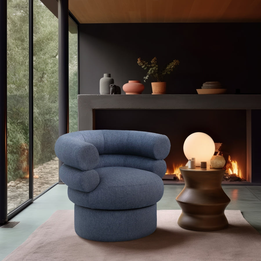 Fauteuil d'appoint pivotant en tissu texturé en lin Valentina
