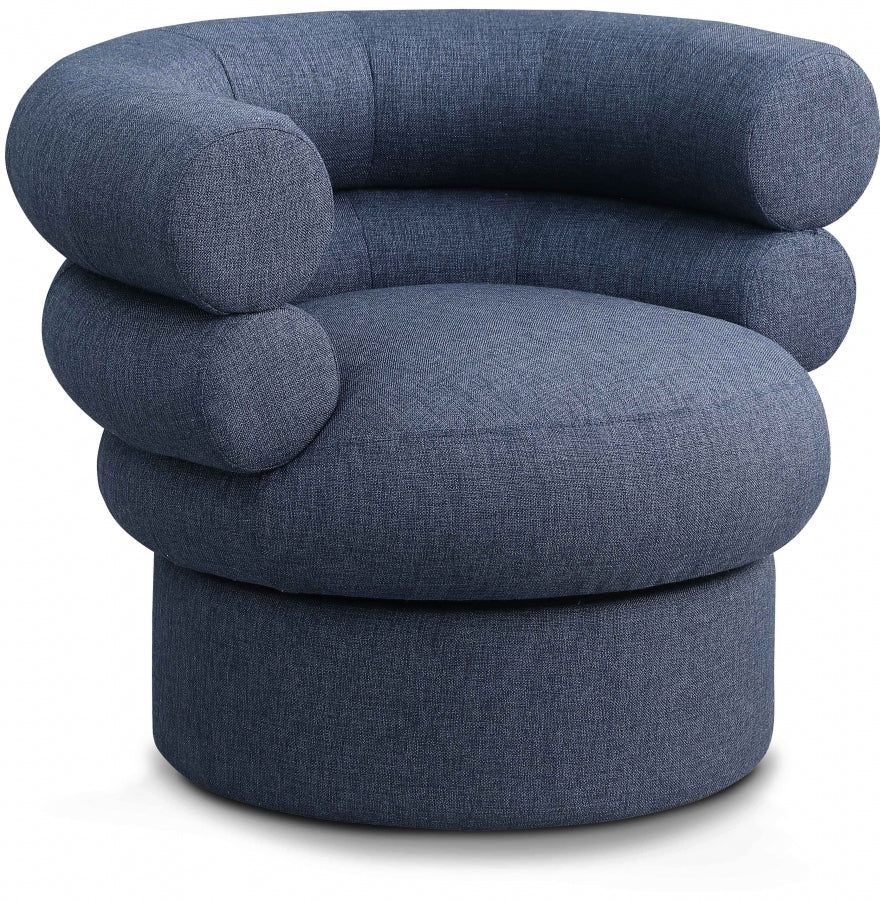 Fauteuil d'appoint pivotant en tissu texturé en lin Valentina