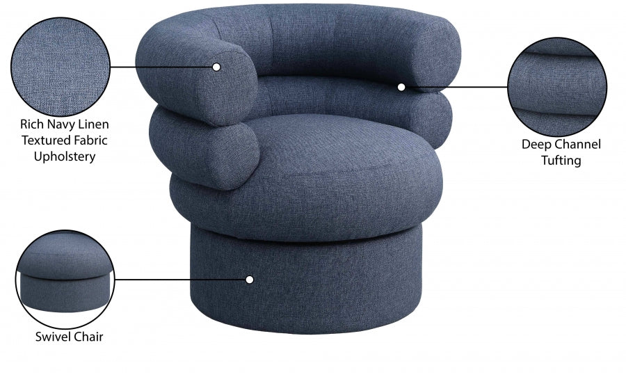 Fauteuil d'appoint pivotant en tissu texturé en lin Valentina