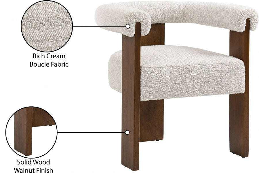 Chaise de salle à manger en tissu boucle crème Barrel