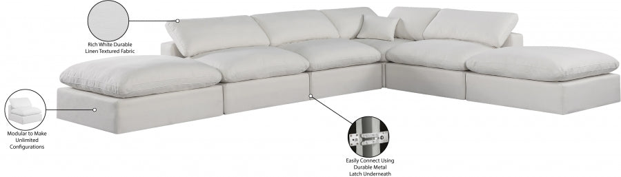 Canapé sectionnel confortable en tissu texturé en lin