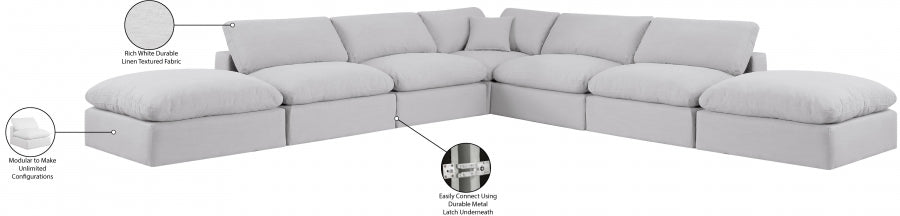 Canapé sectionnel confortable en tissu texturé en lin