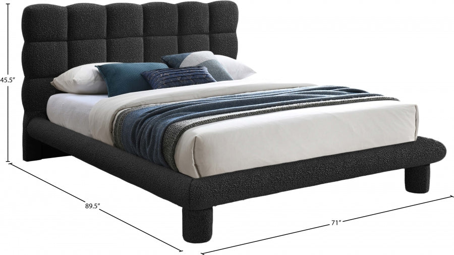 Lit queen en tissu déco boucle