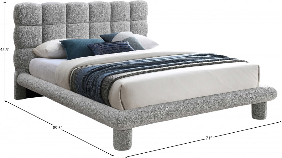 Lit queen en tissu déco boucle