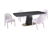 Ensemble à dîner Ryaan | Table à piédestal sculpturale et 4 chaises