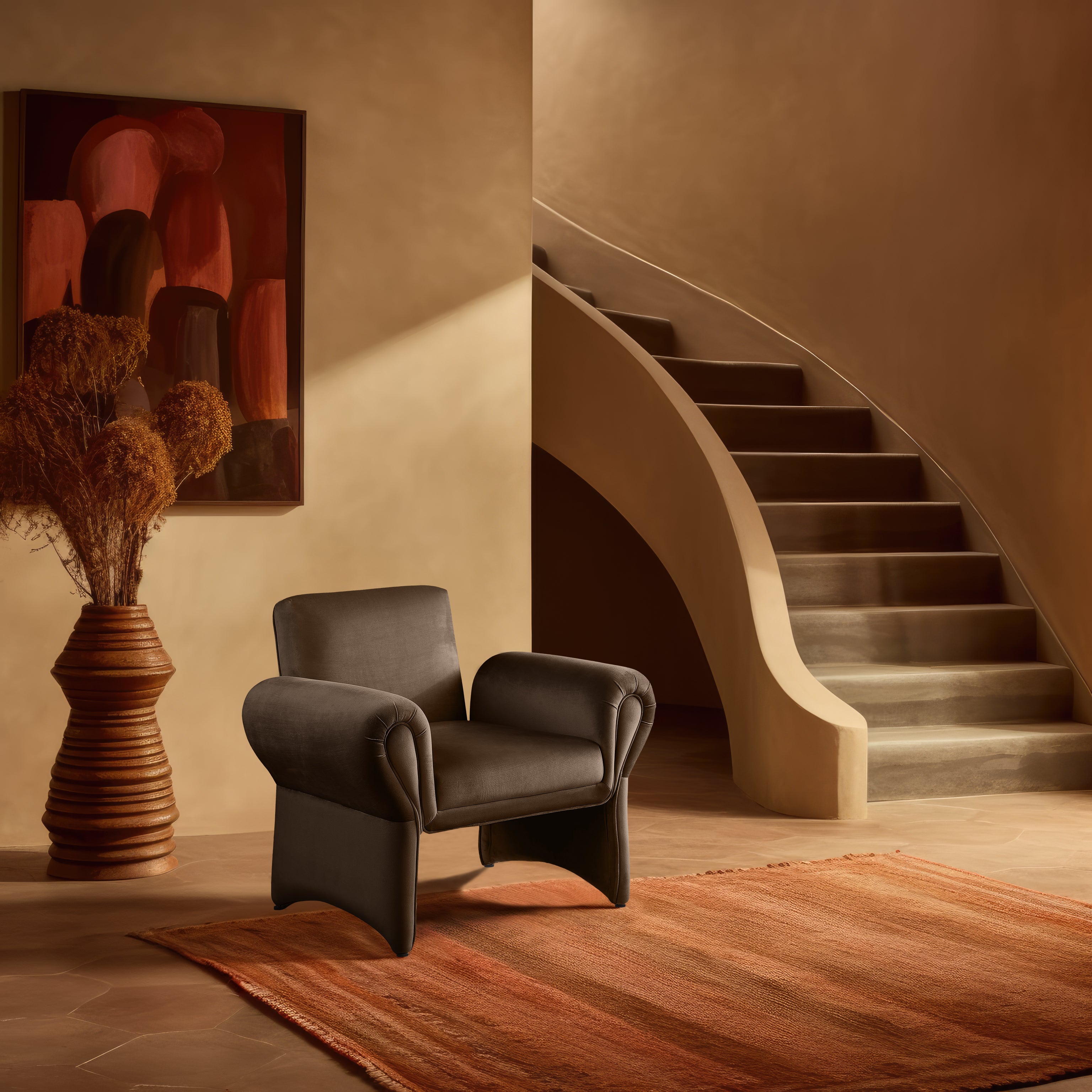 Fauteuil d'appoint en velours Fleurette