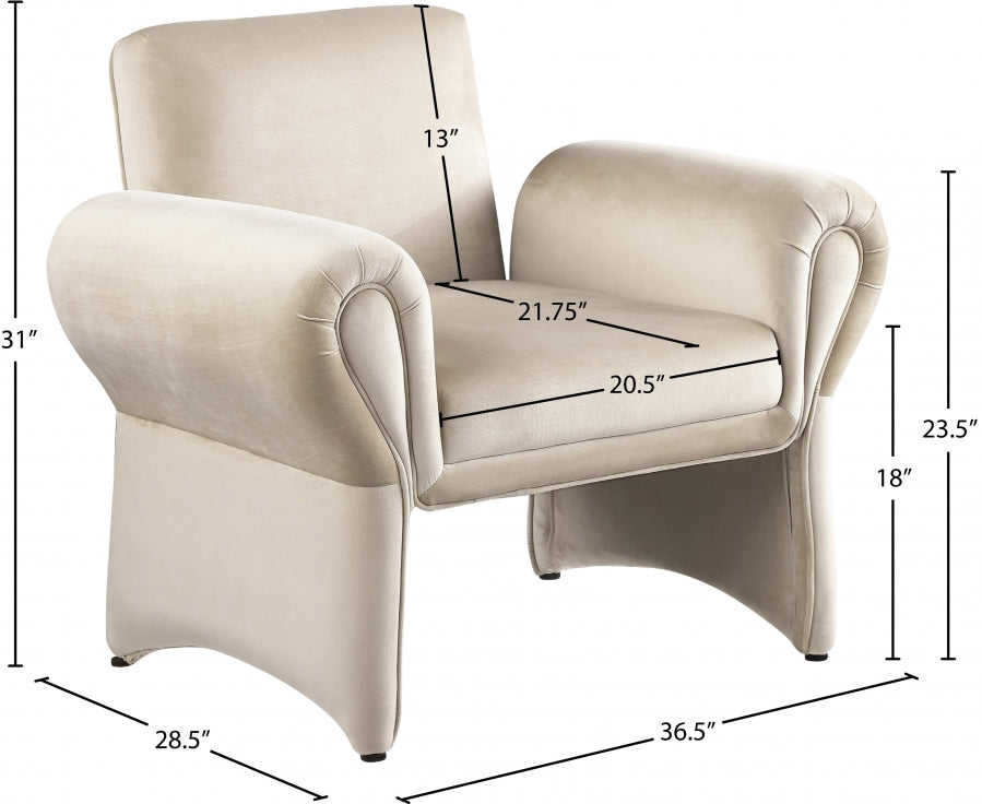 Fauteuil d'appoint en velours Fleurette