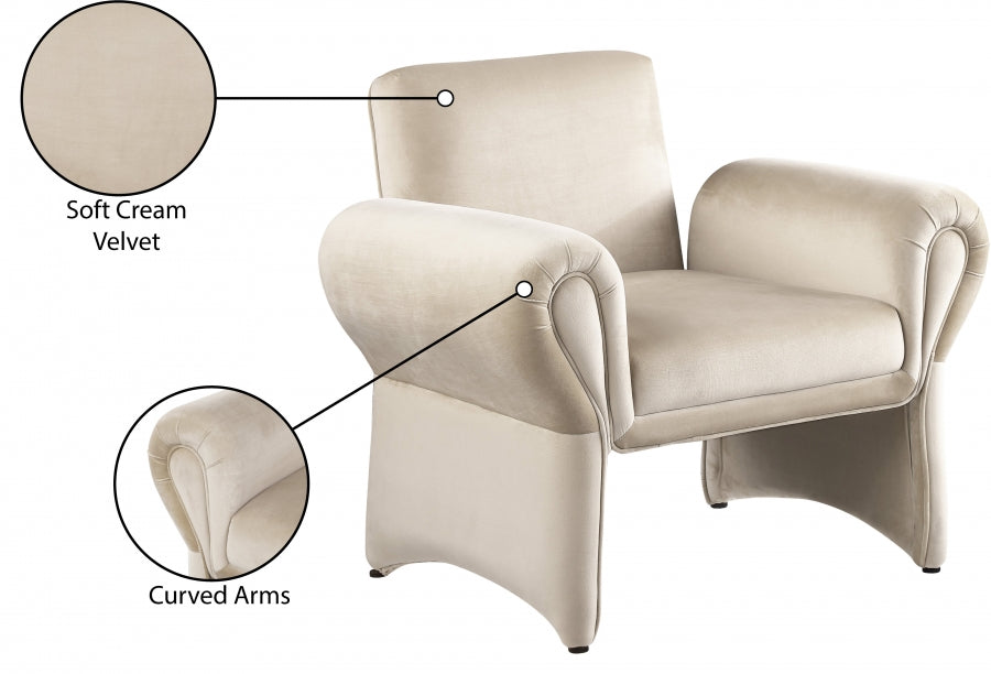 Fauteuil d'appoint en velours Fleurette