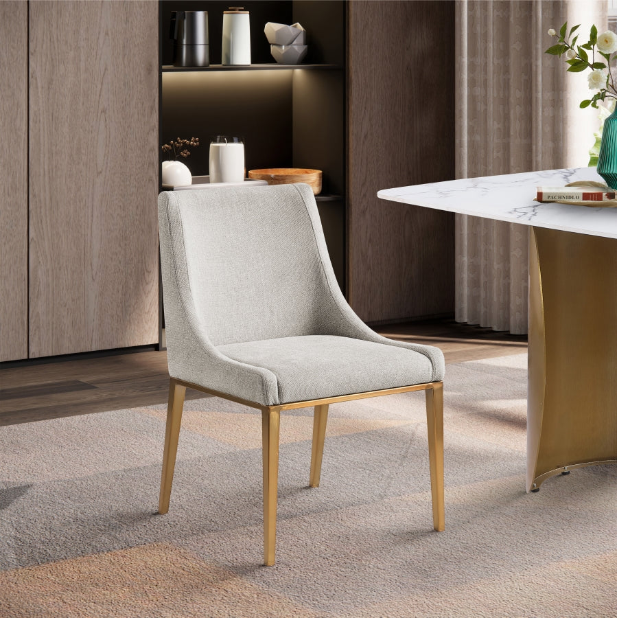 Chaise de salle à manger en tissu texturé en lin Haines