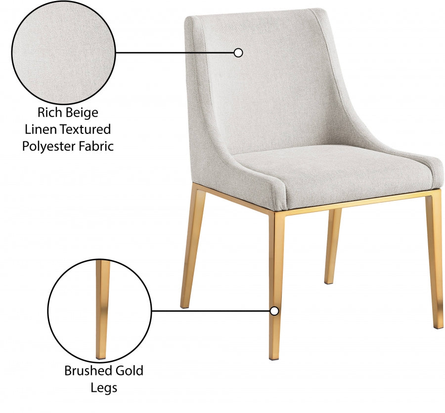 Chaise de salle à manger en tissu texturé en lin Haines