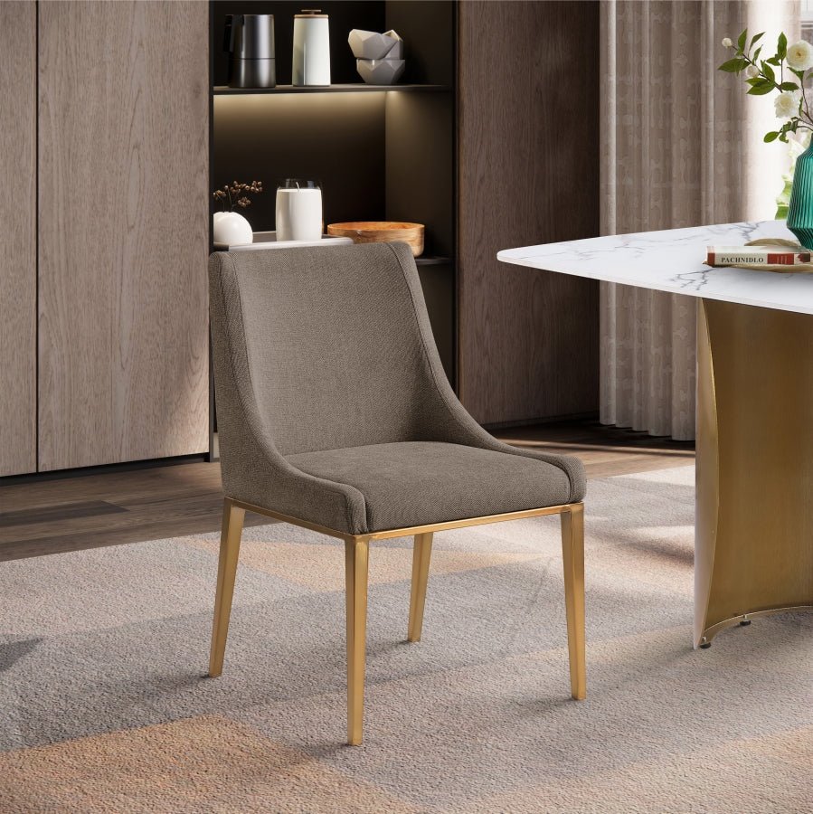 Chaise de salle à manger en tissu texturé en lin Haines