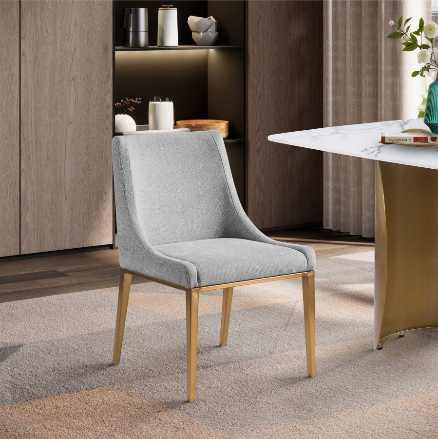 Chaise de salle à manger en tissu texturé en lin Haines