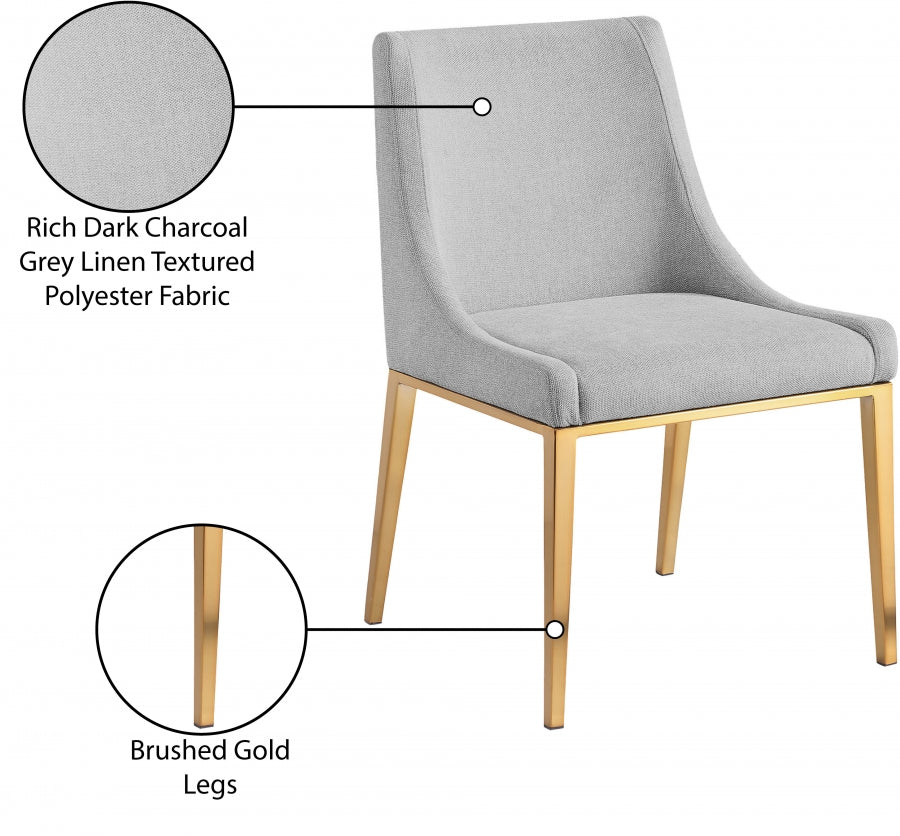 Chaise de salle à manger en tissu texturé en lin Haines