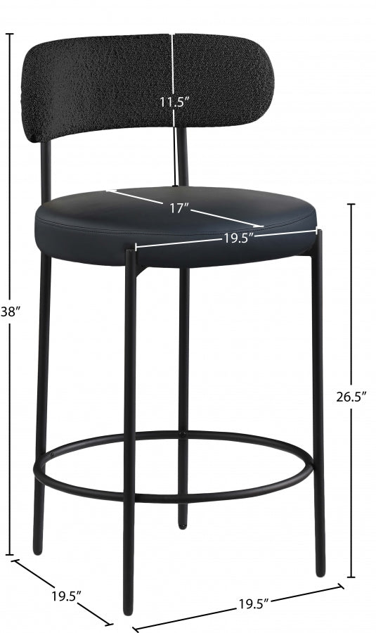 Tabourets de bar/comptoir Beacon en cuir végétalien et tissu bouclé