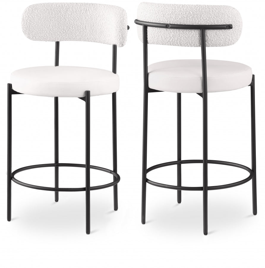 Tabourets de bar/comptoir Beacon en cuir végétalien et tissu bouclé
