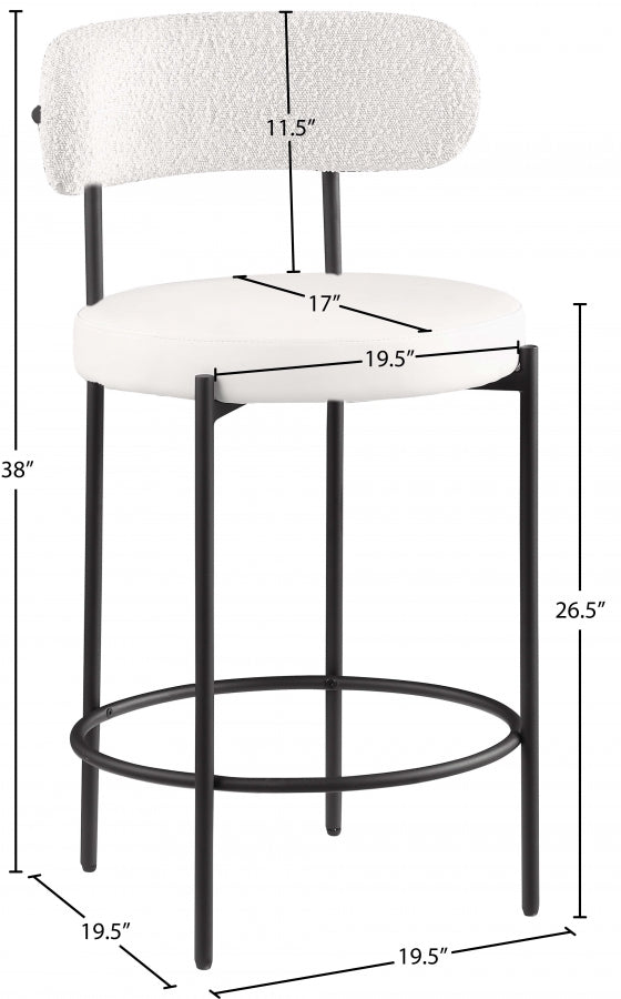 Tabourets de bar/comptoir Beacon en cuir végétalien et tissu bouclé