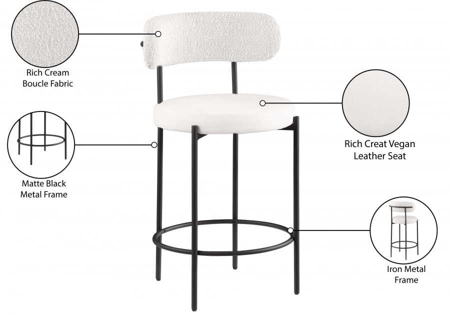 Tabourets de bar/comptoir Beacon en cuir végétalien et tissu bouclé