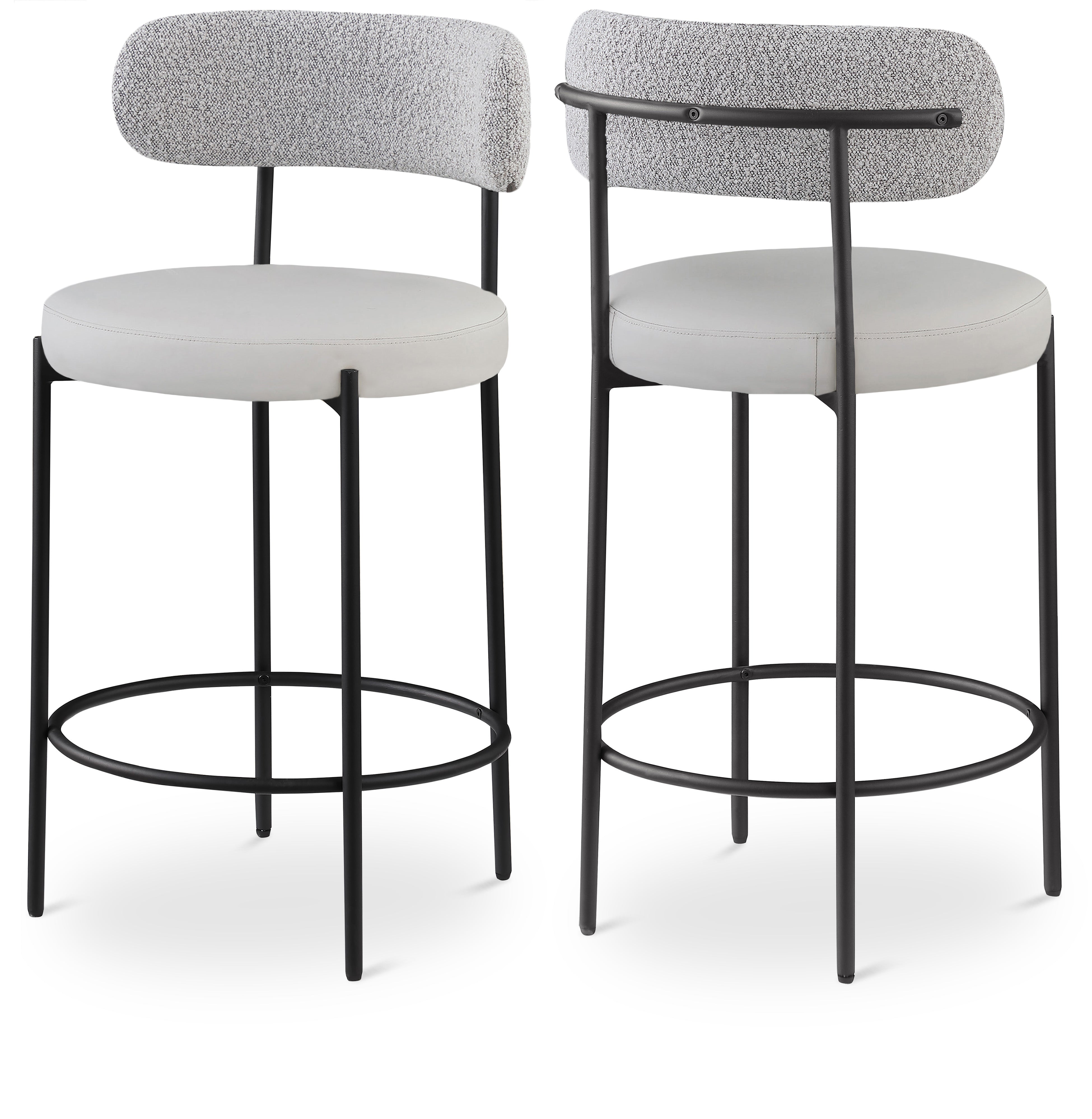 Tabourets de bar/comptoir Beacon en cuir végétalien et tissu bouclé
