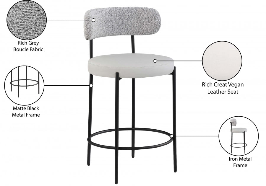 Tabourets de bar/comptoir Beacon en cuir végétalien et tissu bouclé