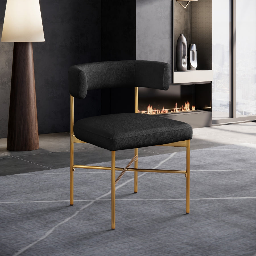 Chaise de salle à manger en tissu texturé en lin Rivage