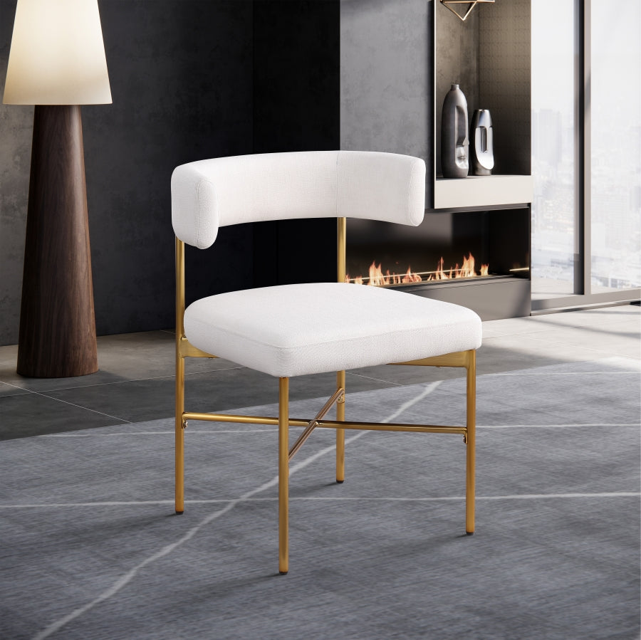 Chaise de salle à manger en tissu texturé en lin Rivage