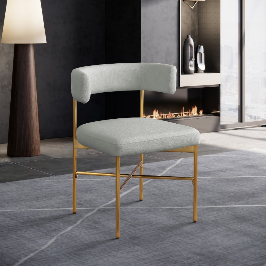 Chaise de salle à manger en tissu texturé en lin Rivage